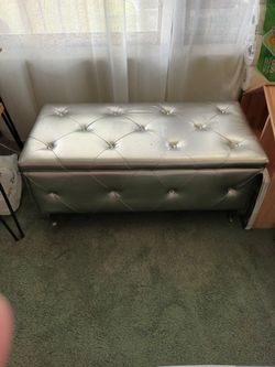 Versatile Silver Faux Leather Bench/Storage