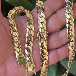 -Just arrived-14k premium gold polished Miami Cuban set🔥🔥