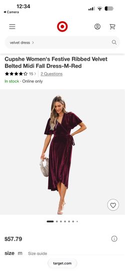 Cupshe Ribbed Velvet Belted Midi Dress