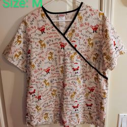 🎄 Christmas Scrub Top! 😆 Rudolph The Red Nose Reindeer!🦌❤️⛄ Size: M