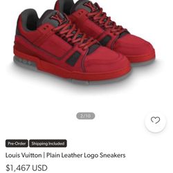 Louis Vuitton-Plain Leather Logo Sneaker