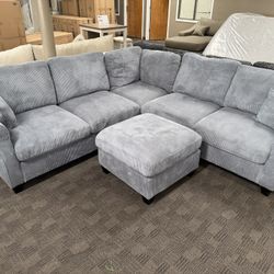 Slate Gray Sectional W/ Ottoman 