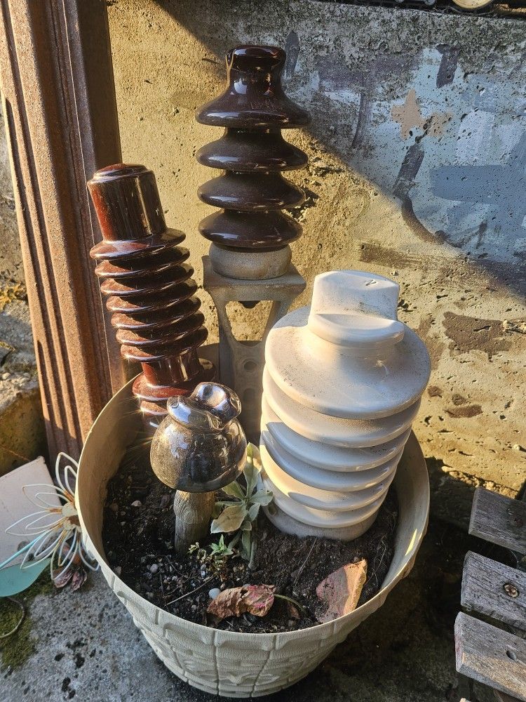 Vintage Electric Power Insulators Collectible Yard Art
