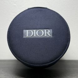 CHRISTIAN DIOR VANITY POUCH MAKEUP CASE WITH INNER MIRROR BLACK CIRCULAR BOXED