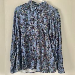 NEW w/out Tags Lands’ End Women’s Shirt Size 16P Brushed Rayon Blue Blouse Long Sleeve Top