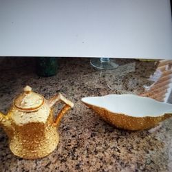 Antique  Gold inlay to piece set , perfect , never been used