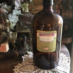 Antique Apothecary Upjohn Amber Brown Glass 1 Gallon Bottle 
