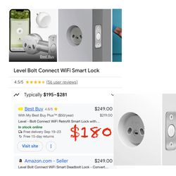 Level Bolt Smart Deadbolt Lock - Convert Your Existing Door Lock Into A Smart Lock For Keyless Lock Entry, App-Enabled Bluetooth Lock With Smartphone 