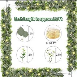 Preorder / Artificial Eucalyptus Leaves Greenery Garland Fake Plant Spring Vines With Led for Wedding Room Party Decoration Accessori