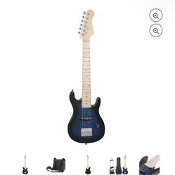 30" Electric Guitar + 5 Watt Amp + Gig Bag Case + Guitar Strap Beginners Blue