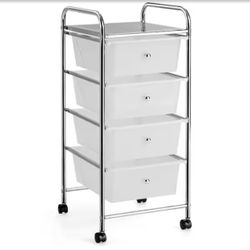 12.5 in. W x 30 in. H Clear Plastic 4-Drawer Cart Storage Bin Organizer Rolling