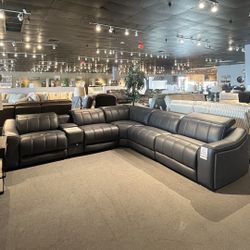 6PC Leather Power Sectional Reclining