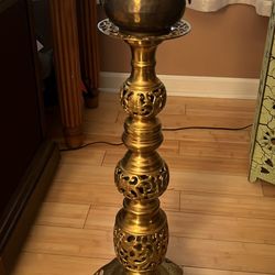 Vintage 1970’s Japan 27” Tall Solid Brass Candlestick Holder with Dragon Design