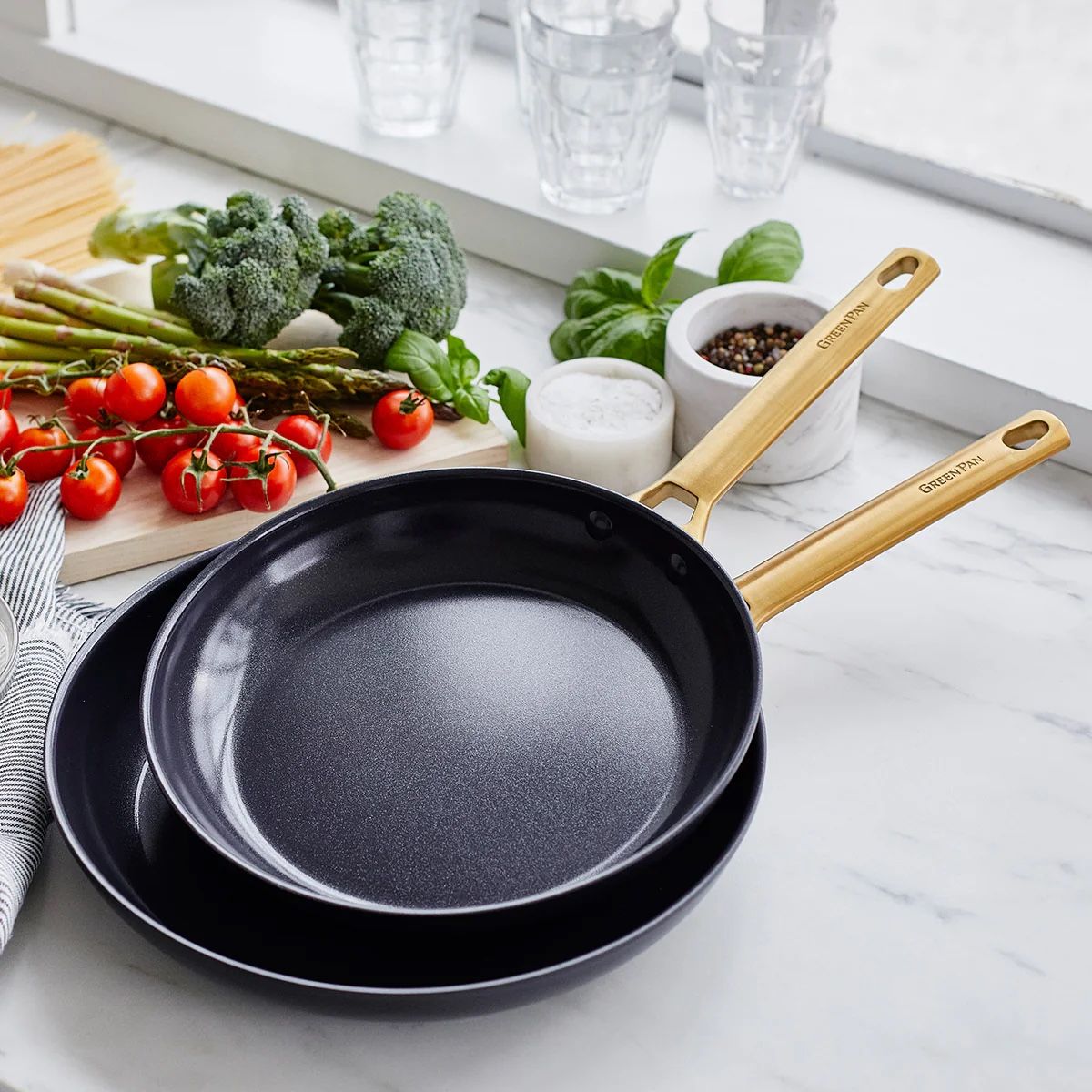 GreenPan Reserve Ceramic Nonstick 10” and 12” Frypan Set I Black