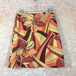 Talbots Womens Multicolor Floral Skirt Size 12 P