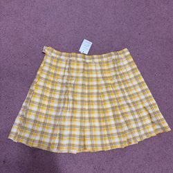 New 28 30 yellow plaid pleated short mini skirts clueless emo alt