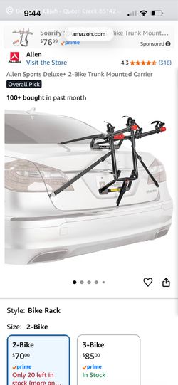 Bike rack for car or suv, 2 bikes. Allen sports qs2