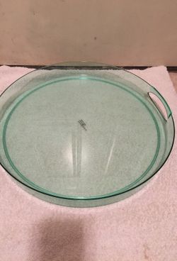 16 1/2 round plastic platter with open handles 1 1/2 deep