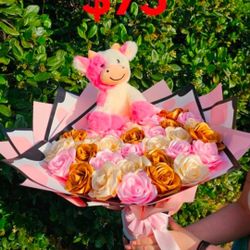 Ribbon Flower Cow Bouquet 