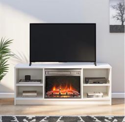Fireplace TV Stand, for TVs up to 55", White