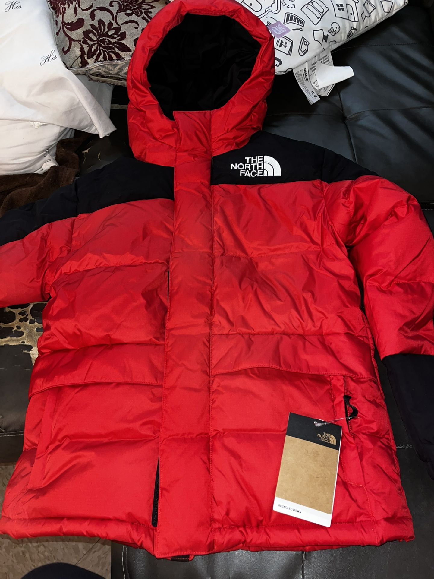 The North Face HMLYN Down Parka Size 12 Teen Large Red Black