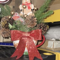 Christmas Gingerbread Man Artificial Floral Arrangement 