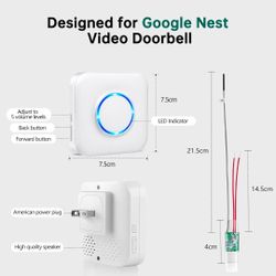 PHYSEN - Wireless Doorbell Chime - Compatible with Google Nest Doorbell - NEW