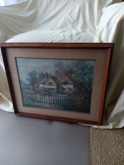 Framed Cottage Garden Print 20.5x18