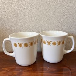 Pair Of Vintage 1970s “Butterfly Gold” Corning Mugs