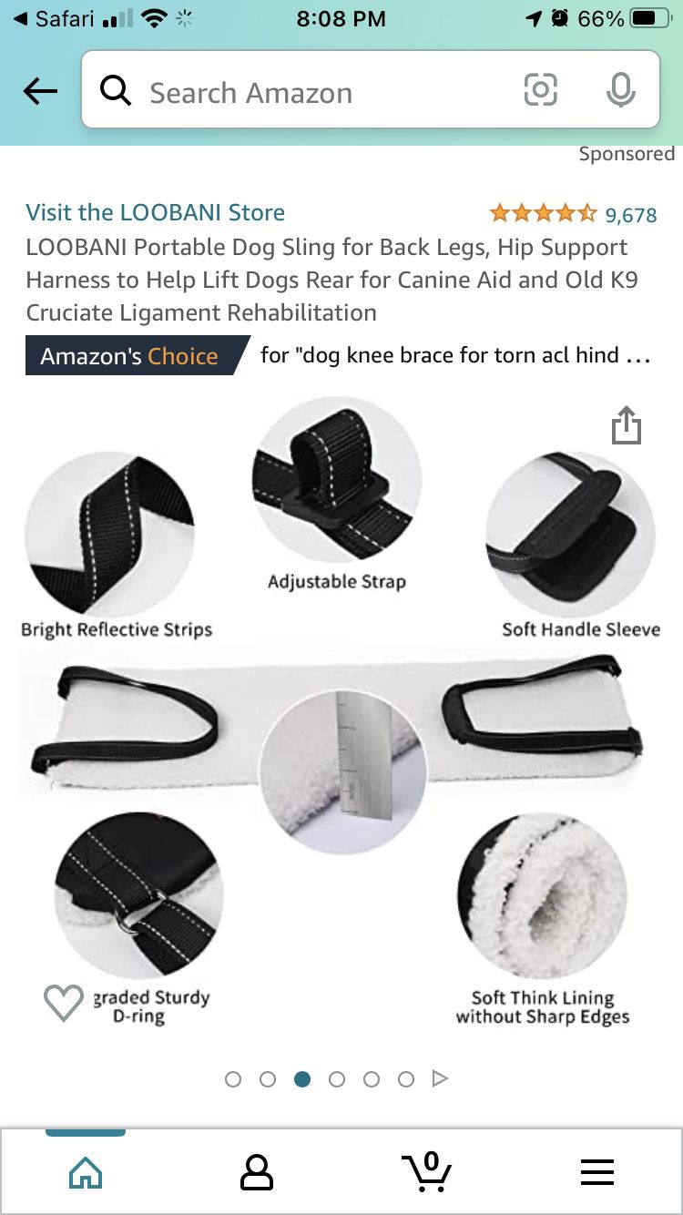 LOOBANI Portable Dog Sling for Back Legs Size M