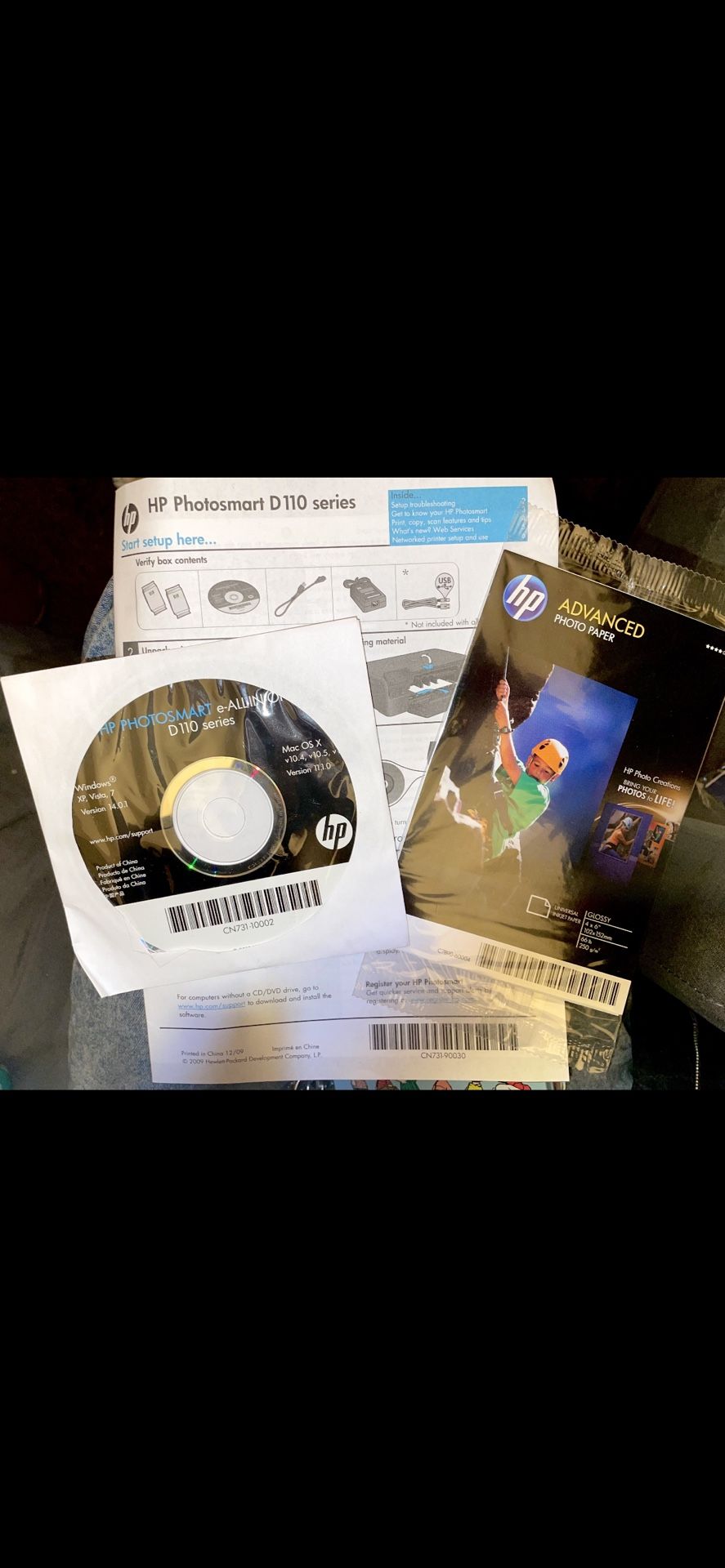 HP Photosmart D110 Setup CD, Manual, & Photo Paper