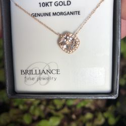 10kt Rose Gold Natural Morganite Necklace Pendant 18” Long 