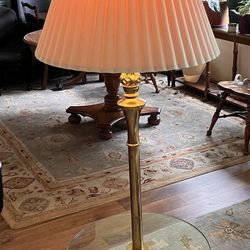 Beautiful Stiffel Antique Brass Floor Lamp with Glass Table