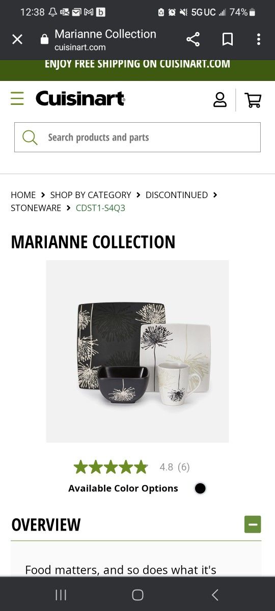 Cuisinart Dinnerware Marianne Collection Service Of 4 16 Piece Open Box New