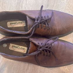 NEW Trails End Mens Laced Genuine Leather Shoes Size 9 Nine Brown Unfinished 1” Heel