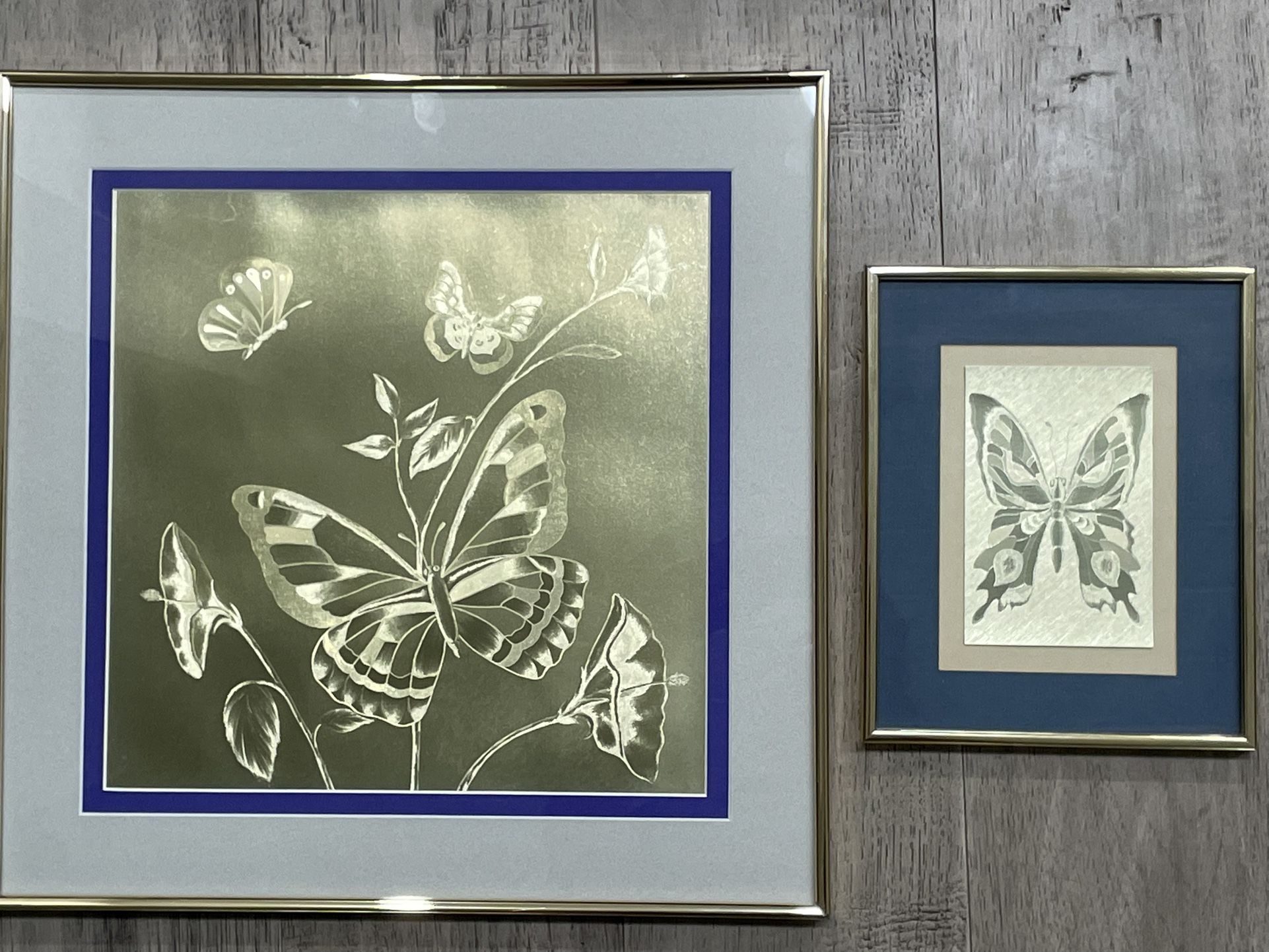 Framed Optical Illusion Butterfly Art – Set of 2 – Metallic Look