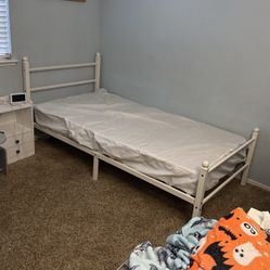 Twin Medal Bed Frame And Night Stand 