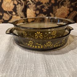 Vintage Glasbake Yellow Daisy Casserole Dishes