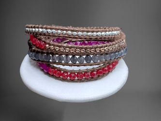 Vintage Lizou Gemstone  925 Wrap Necklace Bracelet 