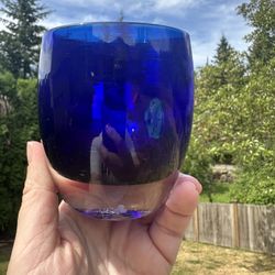 Glassbaby Blue Luster Second Candle Holder