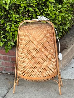 3-Rattan pieces (votive Candle holder, ikea lamp, and basket)