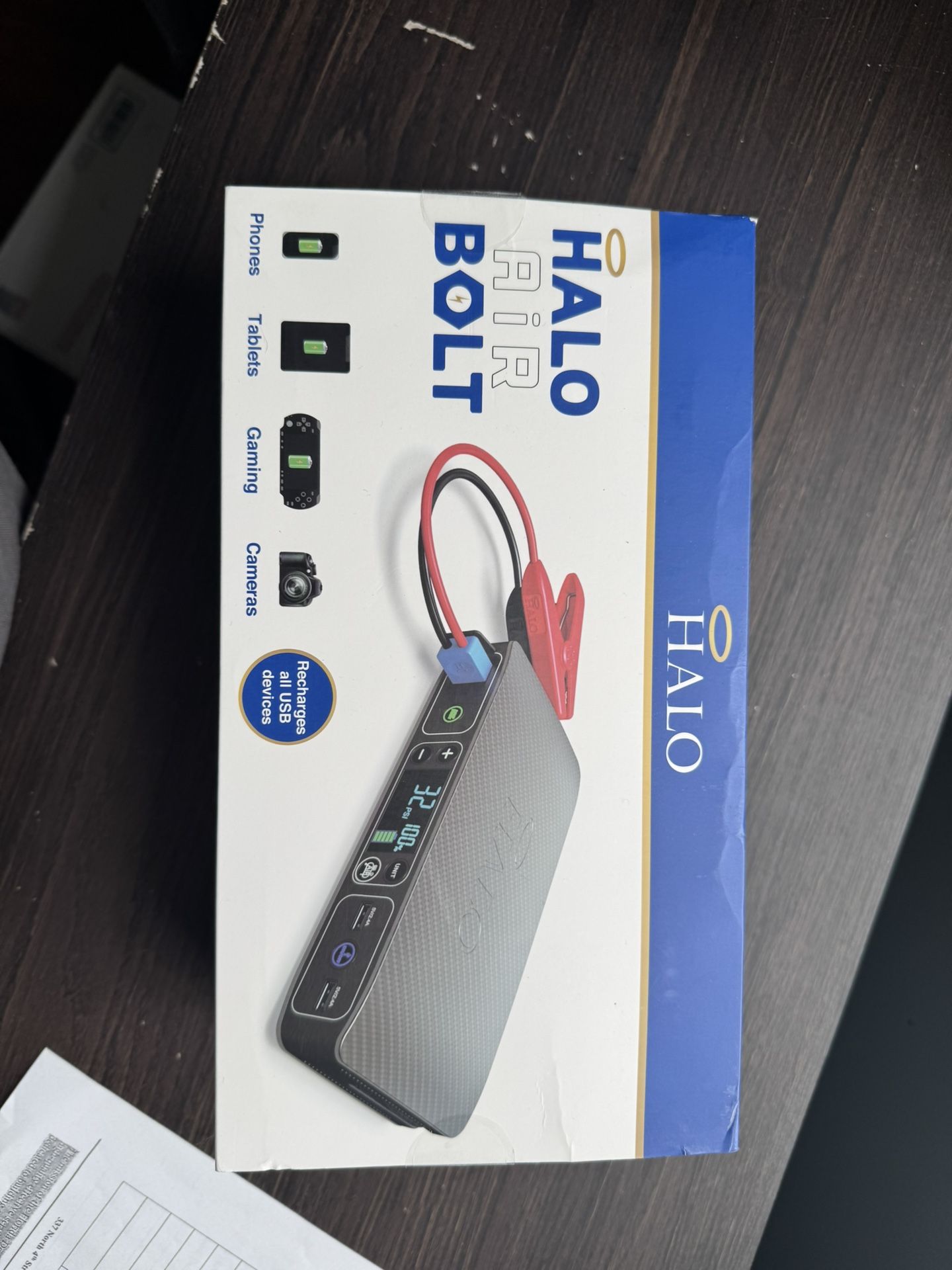 Halo air bolt (portable jump starter)