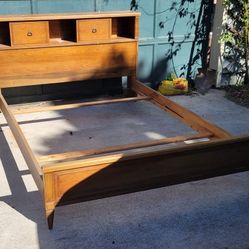 Vintage Full Bedframe w/ Headboard Storage (Minor Damage)