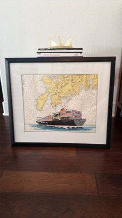 Original Art/Vintage Map/Map Art/Boat Art/ Nautical Art