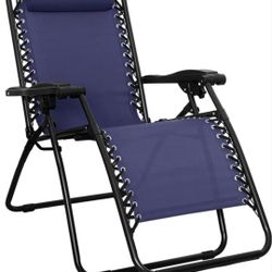 BRAND NEW..Amazon Basics Outdoor Patio Zero Gravity Lounge Chair with Pillow, Folding Reclining and 