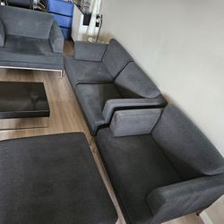 Modern loveseat with 2 chairs and Ottoman