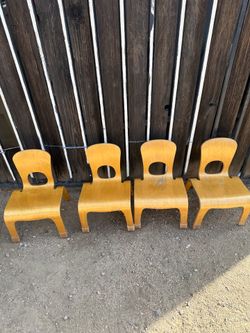 4 wood chairs For small kids