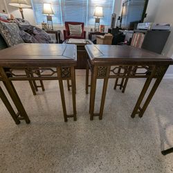 Pair of Vintage Metal-Framed Accent Tables – 2’ x 2’ x 2’