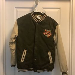 Vintage Disney Store Tiger Embroidered Letterman Bomber Jacket Kids Size 10/12