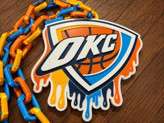 Large Custom Drip Style Basketball Hype OKC INSPIRED Chain Medallion – 3D Printed Fan Art w/ 42” Chain